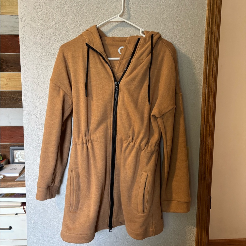 ZYIA Tan Utility Jacket with Hood and Cinched Waist